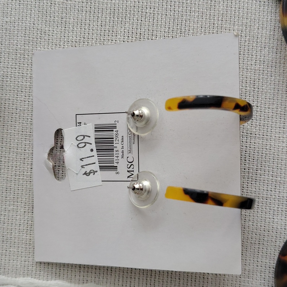 Earrings, Necklace, Bracelet Set By Mainstreet Collection NWT Animal Print Round - Picture 7 of 8